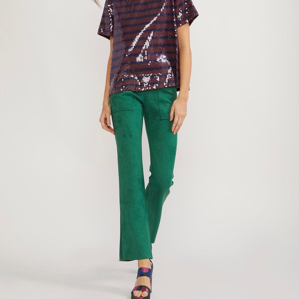 Cynthia Rowley Stretch Suede Cargo Flares